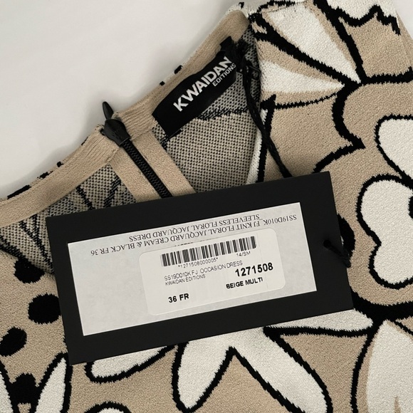 Kwaidan Editions 36 FLORAL JACQUARD PENCIL DRESS IN BEIGE MULTI MIDI - Picture 3 of 13